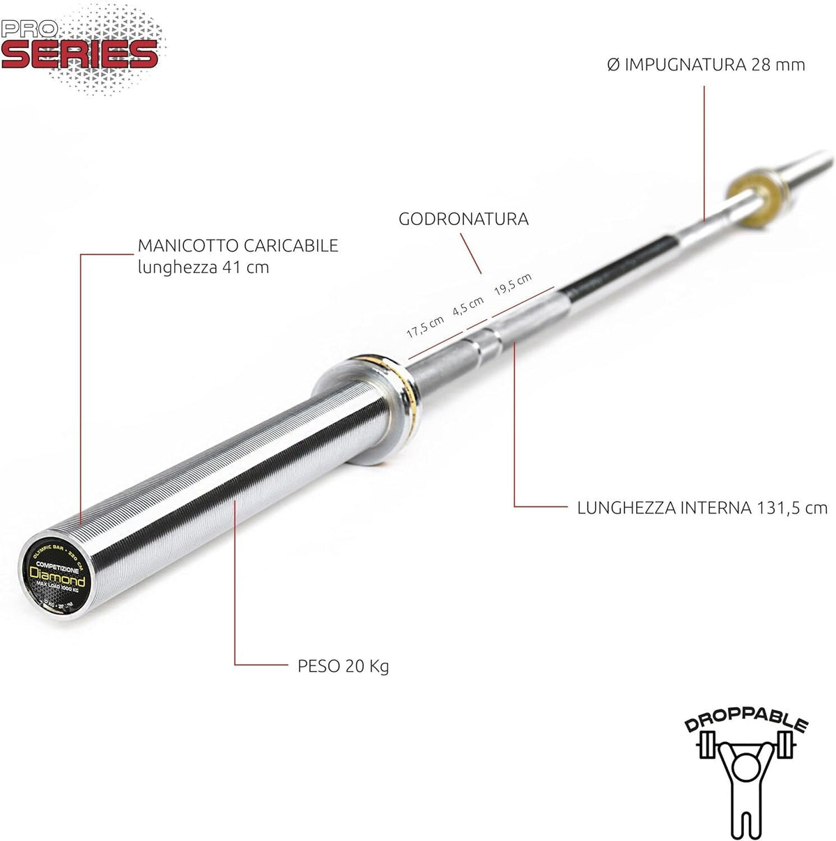 Diamond Bilanciere Olimpico 220cm 20kg - Pesi, Manubri E Bilancieri Per Palestra | Nencini Sport Diamond Bilanciere Olimpico 220cm 20kg - Pesi, Manubri E Bilancieri Per Palestra | Nencini Sport